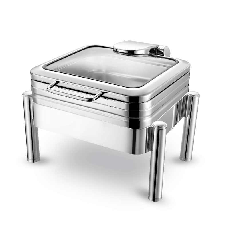 Load image into Gallery viewer, De Luxe Chafing dish with glass cover GN 1/1 - Custom Wood DesignsFine Dine De Luxe chafing dish with glass cover and induction heater, GN 1/1, showcasing its elegant design and functional features.induction heater471159
