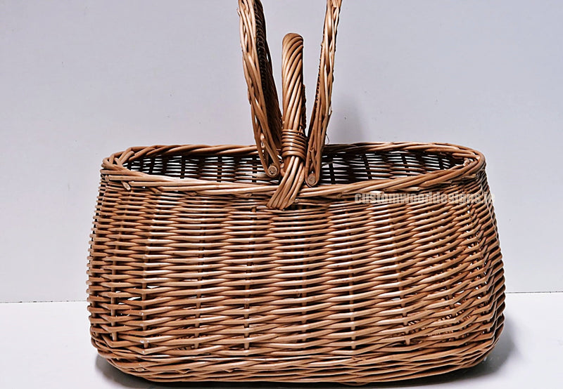 Load image into Gallery viewer, 10 x Oval Picnic Basket - 30hx38x24cm Custom Wood Designs __label: Multibuy default-title-10-x-oval-picnic-basket-30hx38x24cm-52960311345495