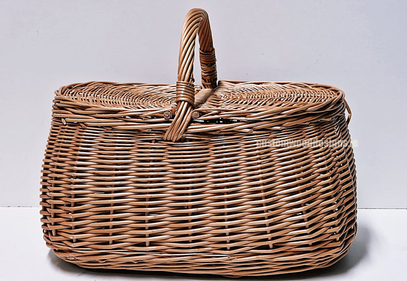 Load image into Gallery viewer, 10 x Oval Picnic Basket - 30hx38x24cm Custom Wood Designs __label: Multibuy default-title-10-x-oval-picnic-basket-30hx38x24cm-52960311771479