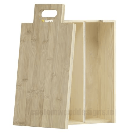 Load image into Gallery viewer, 2 in 1 Wooden Wine gift box and cheese board Custom Wood Designs default-title-2-in-1-wooden-wine-gift-box-and-cheese-board-53612237979991