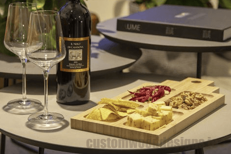Load image into Gallery viewer, 2 in 1 Wooden Wine gift box and Food Board Custom Wood Designs default-title-2-in-1-wooden-wine-gift-box-and-food-board-53612238897495