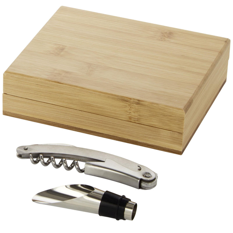 Load image into Gallery viewer, 2 piece wine set in bamboo box pack of 25 Custom Wood Designs __label: Multibuy default-title-2-piece-wine-set-in-bamboo-box-pack-of-25-53613608763735_1ff868c6-77b8-4e25-91e8-4fa209be3fa9