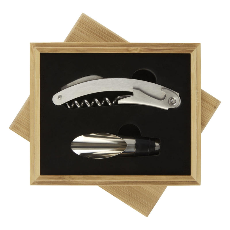 Load image into Gallery viewer, 2 piece wine set in bamboo box pack of 25 Custom Wood Designs __label: Multibuy default-title-2-piece-wine-set-in-bamboo-box-pack-of-25-53613609582935_e65b9444-f0e4-4098-bc4a-094ddee14703