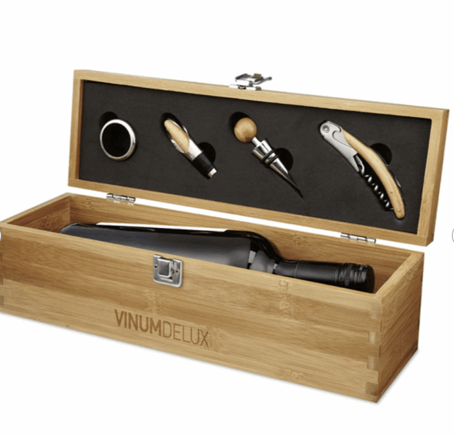 Load image into Gallery viewer, Bamboo Wine Box & Opener set Custom Wood Designs default-title-bamboo-wine-box-opener-set-53612267438423
