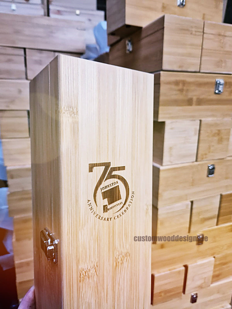 Load image into Gallery viewer, Bamboo Wine Box & Opener set Custom Wood Designs default-title-bamboo-wine-box-opener-set-53612269699415