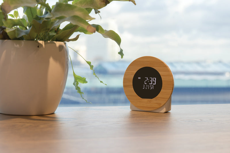 Load image into Gallery viewer, Bamboo wooden LCD desk clock pack of 25 Custom Wood Designs __label: Multibuy default-title-bamboo-wooden-lcd-desk-clock-pack-of-25-53613186253143