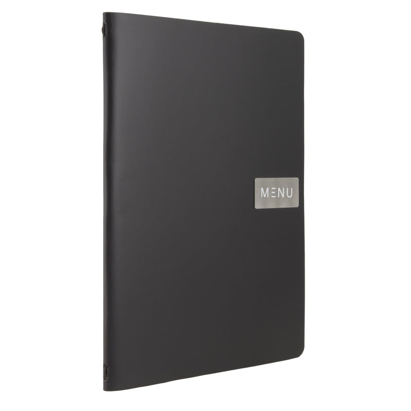 Load image into Gallery viewer, Black A4 leather menu pack of 10 Custom Wood Designs __label: Multibuy default-title-black-a4-leather-menu-pack-of-10-53613235044695