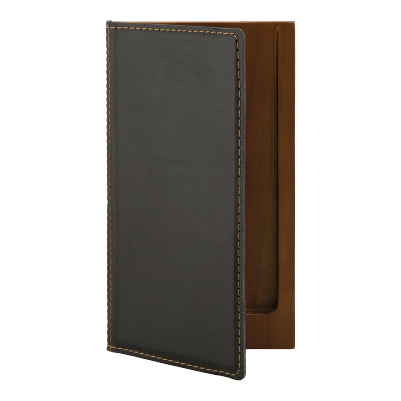 Load image into Gallery viewer, Set of 10 black leather-style bill presenters with coin holders from Custom Wood Designs, ideal for organizing cash and coins.
