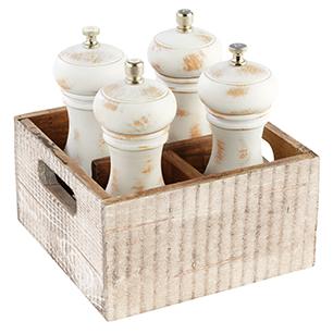 Load image into Gallery viewer, Brown and white condiment dispensers caddy pack of 25 by Custom Wood Designs, showing sturdy wood construction and compact design.
