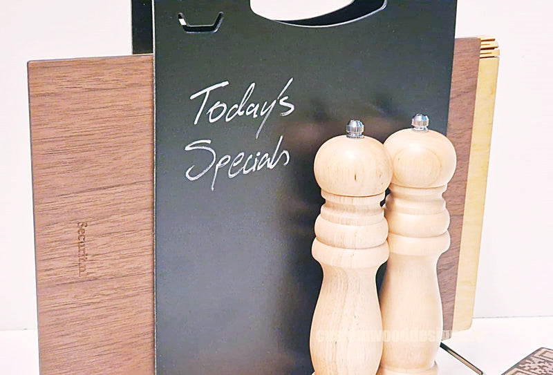 Load image into Gallery viewer, Chalkboard Table Caddy - Pack of 6 Custom Wood Designs __label: Multibuy default-title-chalkboard-table-caddy-pack-of-6-53612419940695
