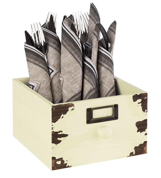 Load image into Gallery viewer, Set of 25 Custom Wood Designs condiment caddies, 18.5x18.5cm, for organizing condiments at gatherings or restaurants.
