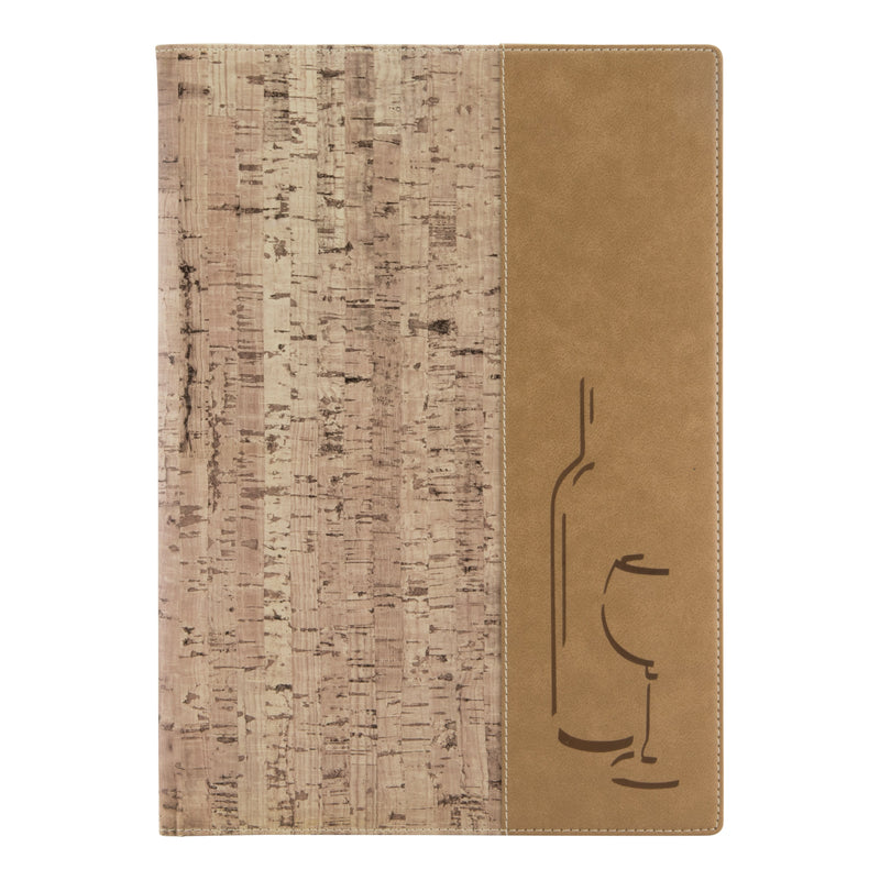 Load image into Gallery viewer, Set of 10 cork-style leather feel A4 menus from Custom Wood Designs, with a textured, natural-looking finish for restaurant or event use.