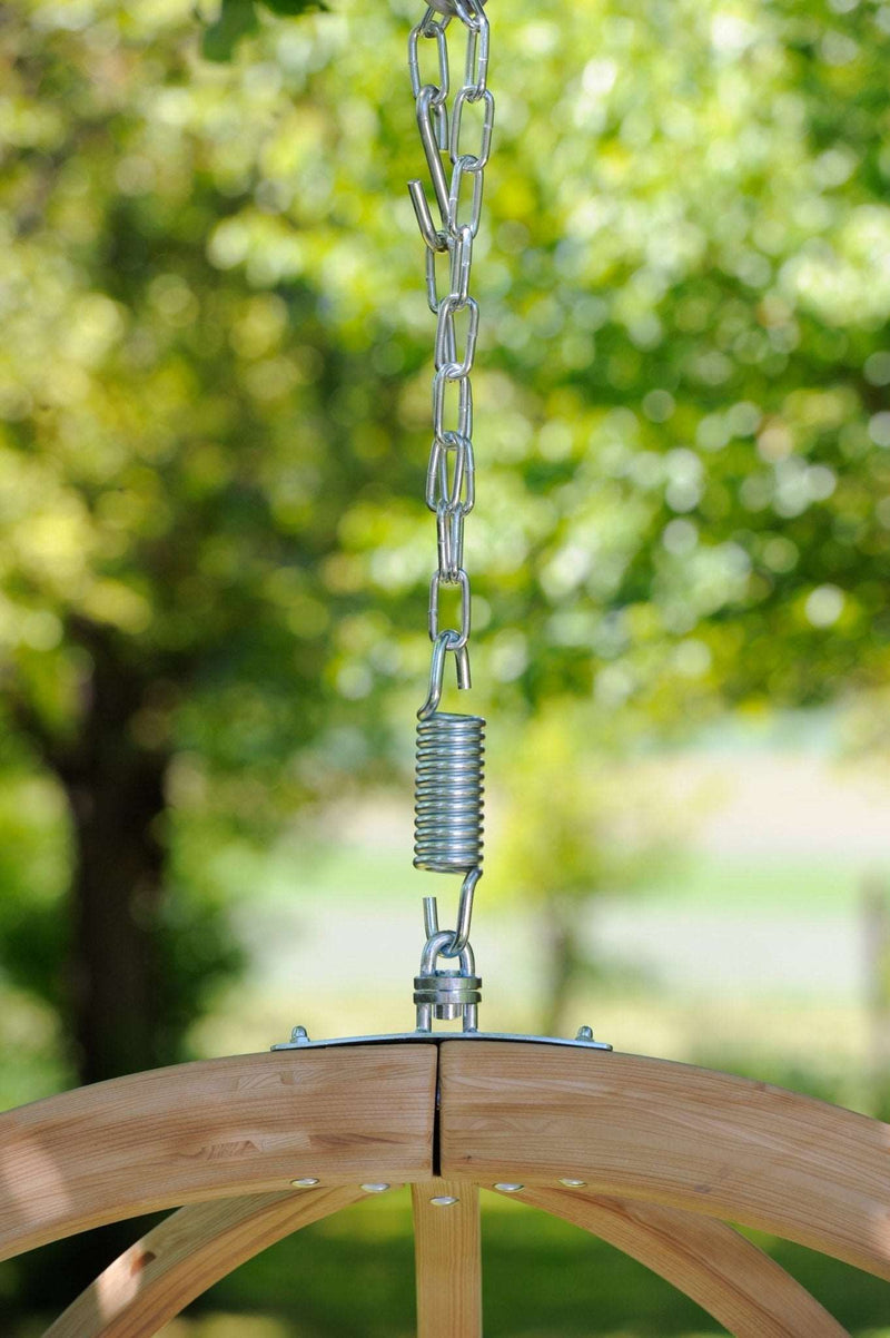 Load image into Gallery viewer, Amazonas Globe Wood Hanging Chair with a curved wooden frame and hanging ropes, suitable for indoor or outdoor relaxation.