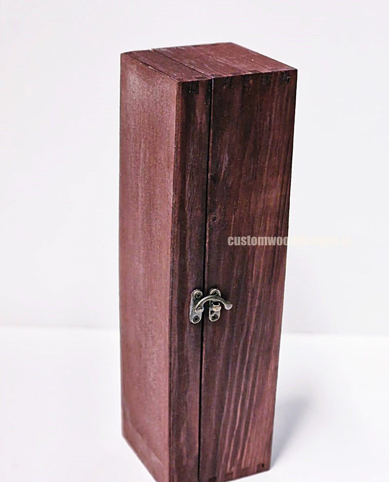 Load image into Gallery viewer, Hinged Lid 1 Bottle Box - Burgundy x25 Custom Wood Designs __label: Multibuy Bottle Box Bottle Boxes gift box Gift Boxes Single bottle box wooden Box default-title-hinged-lid-1-bottle-box-burgundy-x25-53613552107863