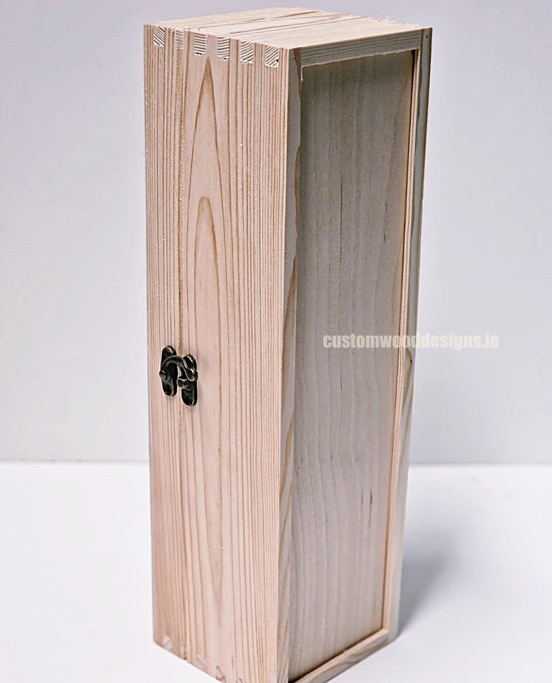 Load image into Gallery viewer, Hinged Lid 1 Bottle Box - Natural x25 Custom Wood Designs __label: Multibuy Bottle Box Bottle Boxes gift box Gift Boxes Single bottle box wooden Box default-title-hinged-lid-1-bottle-box-natural-x25-52627183698263