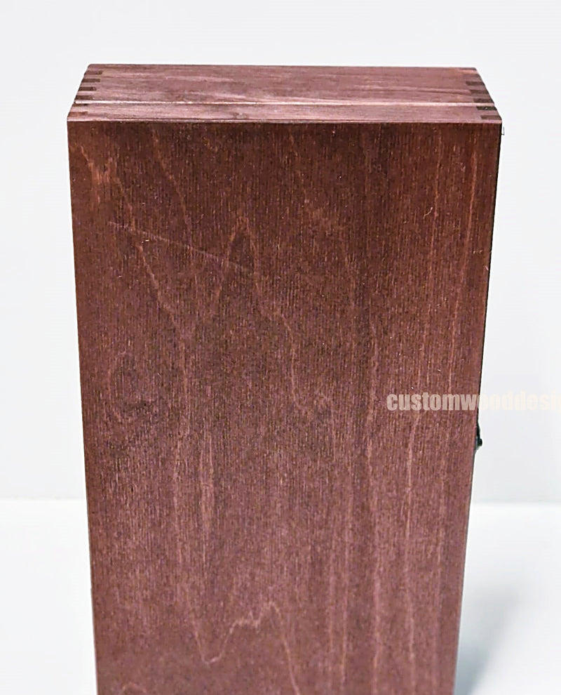 Load image into Gallery viewer, Hinged Lid 2 Bottle Box - Burgundy x25 Custom Wood Designs __label: Multibuy Bottle Box Bottle Boxes gift box Gift Boxes Single bottle box wooden Box default-title-hinged-lid-2-bottle-box-burgundy-x25-52627317293399