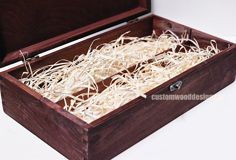Load image into Gallery viewer, Hinged Lid 2 Bottle Box - Burgundy x25 Custom Wood Designs __label: Multibuy Bottle Box Bottle Boxes gift box Gift Boxes Single bottle box wooden Box default-title-hinged-lid-2-bottle-box-burgundy-x25-53613545914711