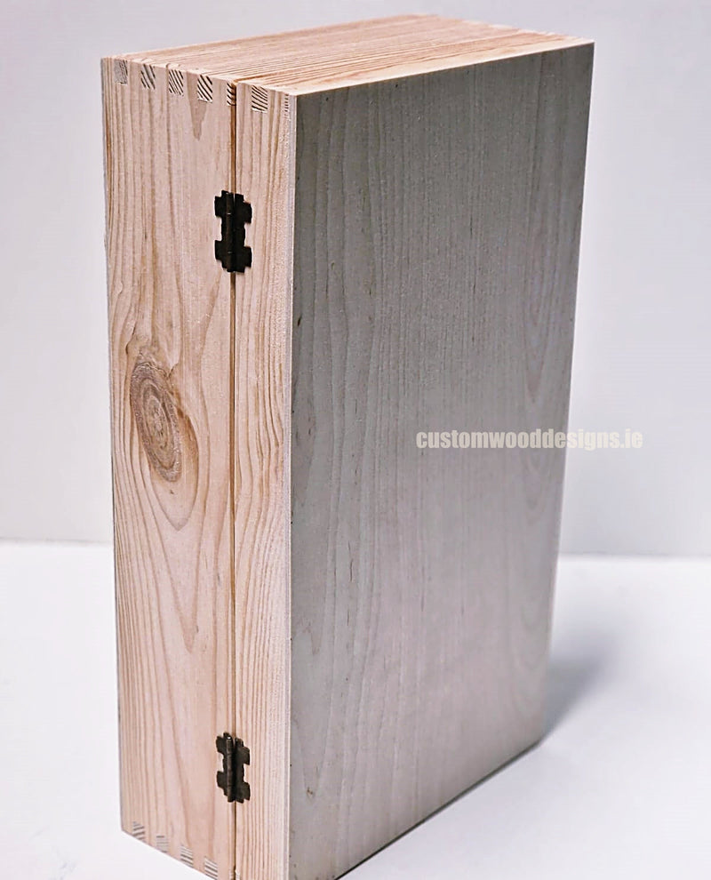 Load image into Gallery viewer, Hinged Lid 2 Bottle Box - Natural x25 Custom Wood Designs __label: Multibuy Bottle Box Bottle Boxes gift box Gift Boxes Single bottle box wooden Box default-title-hinged-lid-2-bottle-box-natural-x25-52627288621399