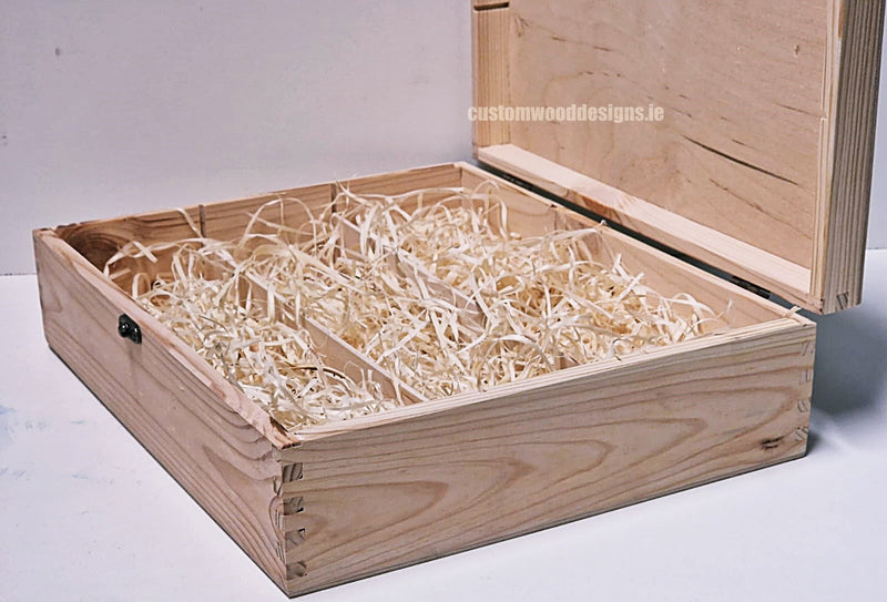 Load image into Gallery viewer, Hinged Lid 3 Bottle Box - Natural x25 Custom Wood Designs __label: Multibuy Bottle Box Bottle Boxes gift box Gift Boxes Single bottle box wooden Box default-title-hinged-lid-3-bottle-box-natural-x25-53613565673815