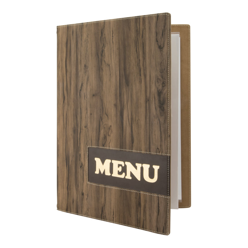Load image into Gallery viewer, Leather style menu holder A4 pack of 10 Custom Wood Designs __label: Multibuy default-title-leather-style-menu-holder-a4-pack-of-10-53613299335511