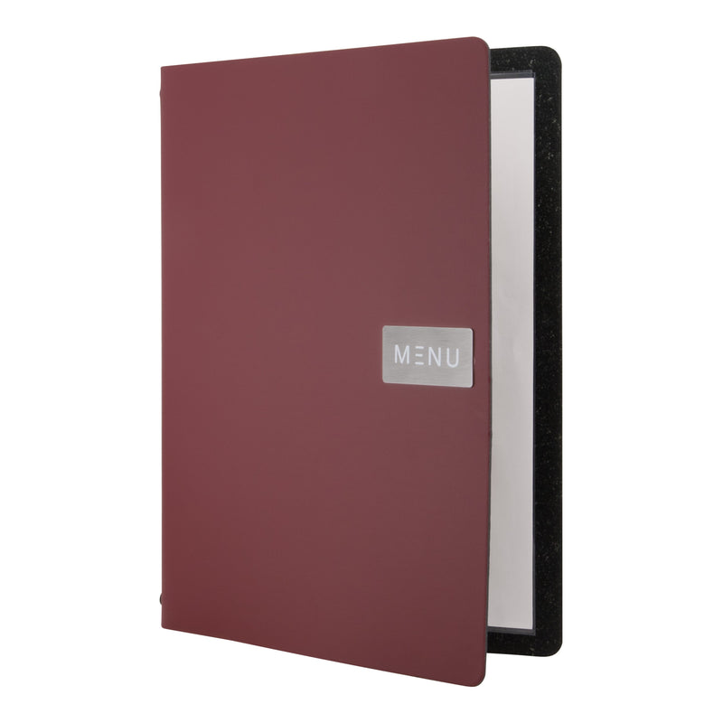 Load image into Gallery viewer, Red A4 leather menu pack of 10 Custom Wood Designs __label: Multibuy default-title-red-a4-leather-menu-pack-of-10-53613237076311
