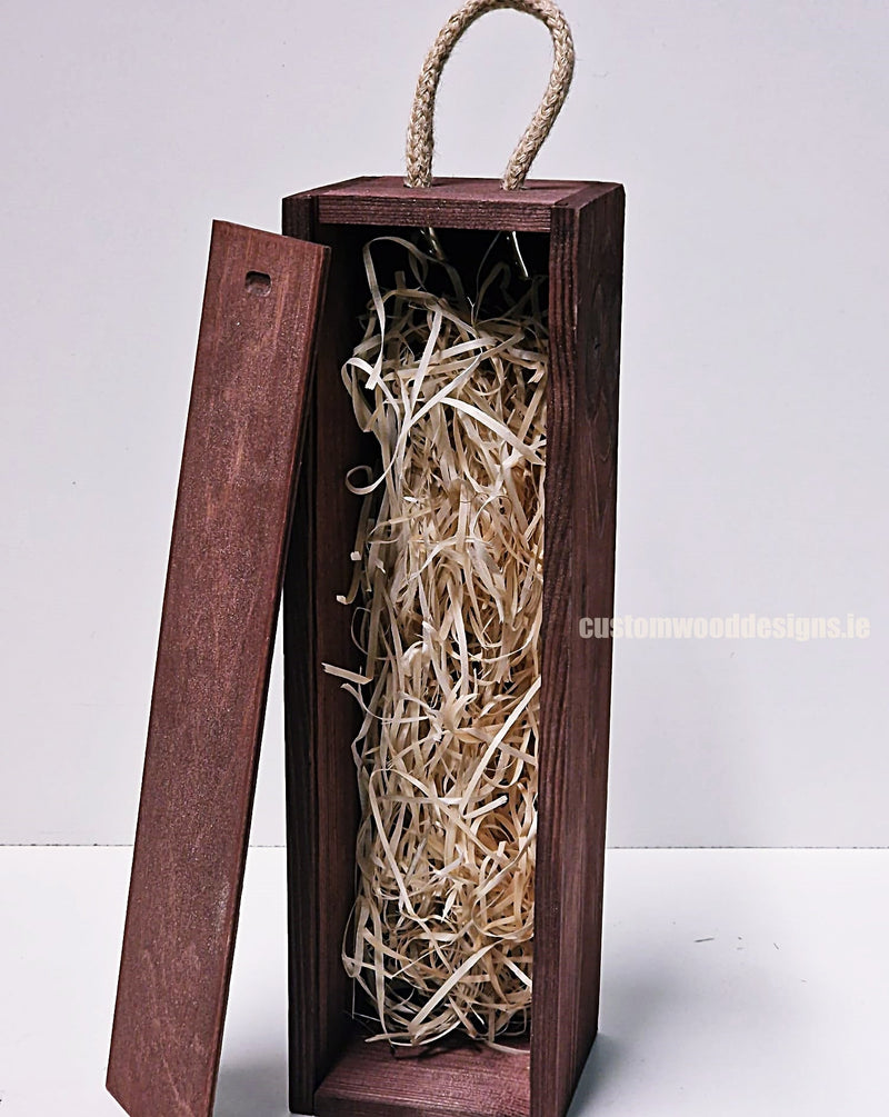 Load image into Gallery viewer, Sliding Lid Bottle Box - Single Burgundy x25 Custom Wood Designs __label: Multibuy gift box Gift Boxes wooden Box default-title-sliding-lid-bottle-box-single-burgundy-x25-53613482049879