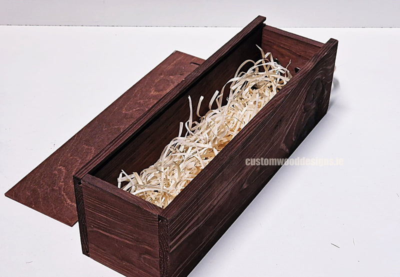 Load image into Gallery viewer, Sliding Lid Bottle Box - Single Burgundy x25 Custom Wood Designs __label: Multibuy gift box Gift Boxes wooden Box default-title-sliding-lid-bottle-box-single-burgundy-x25-53613485588823