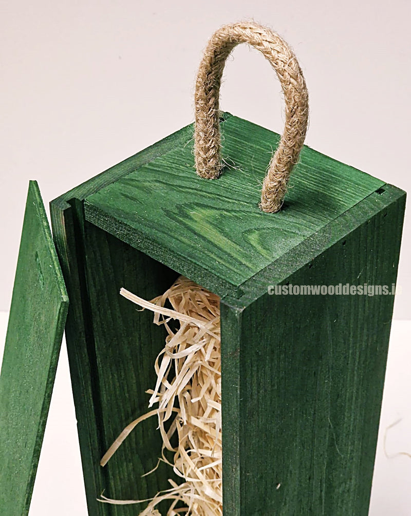 Load image into Gallery viewer, Sliding Lid Bottle Box - Single Green x25 Custom Wood Designs __label: Multibuy Bottle Box Bottle Boxes gift box Gift Boxes Single bottle box wooden Box default-title-sliding-lid-bottle-box-single-green-x25-52616548286807