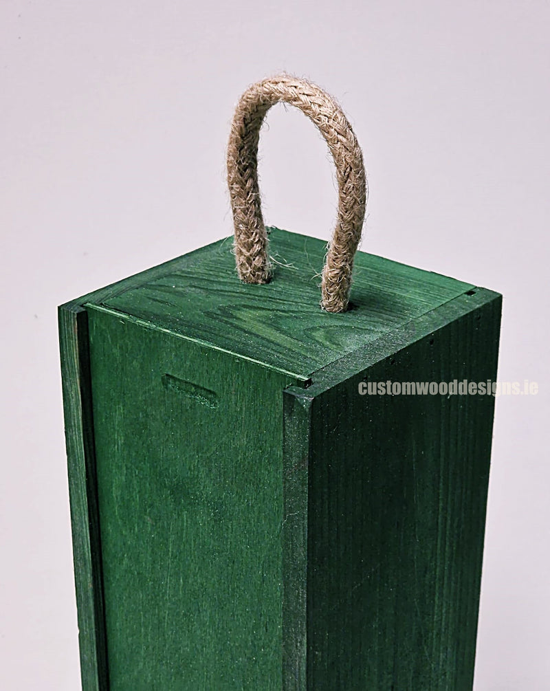 Load image into Gallery viewer, Sliding Lid Bottle Box - Single Green x25 Custom Wood Designs __label: Multibuy Bottle Box Bottle Boxes gift box Gift Boxes Single bottle box wooden Box default-title-sliding-lid-bottle-box-single-green-x25-53613492339031