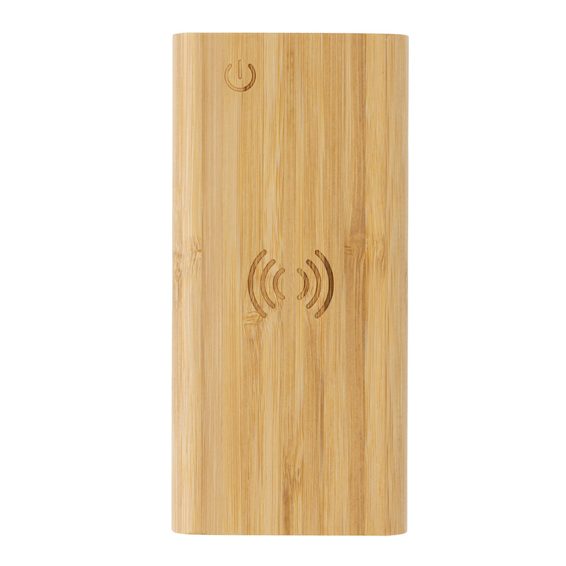 Load image into Gallery viewer, Set of 25 wooden bamboo 5W wireless powerbanks by Custom Wood Designs, compact phone chargers with natural finish.