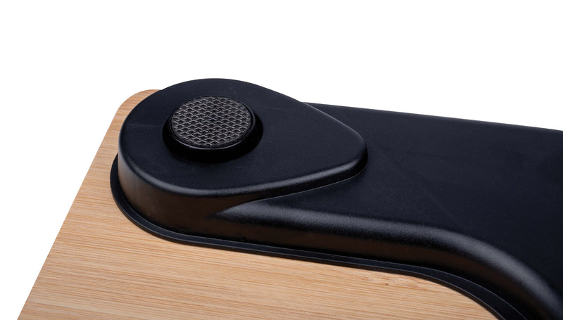 Load image into Gallery viewer, Pack of 25 wooden bamboo digital weighing scales from Custom Wood Designs, showing the textured bamboo surface and digital display.