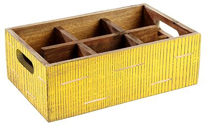 Load image into Gallery viewer, Yellow condiment caddy pack of 25 from Custom Wood Designs, holding small condiment bottles for easy serving.