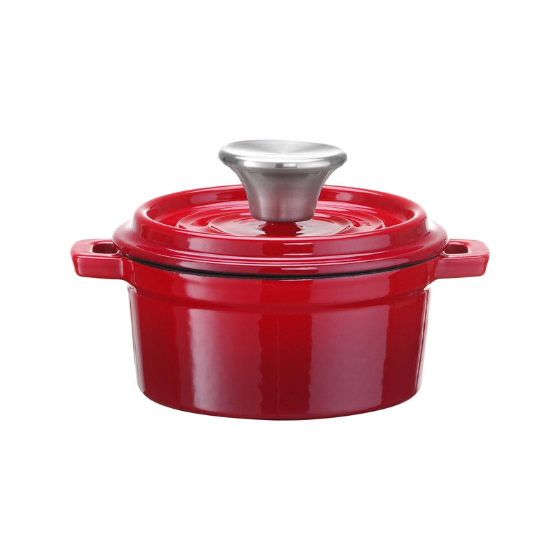 Load image into Gallery viewer, Enamelled cast iron casserole - singleportion / appetizer, red, 120mm - Custom Wood DesignsRed enamelled cast iron casserole pot by Fine Dine, 120mm size, perfect for single portions or appetizers.cast iron pot626917