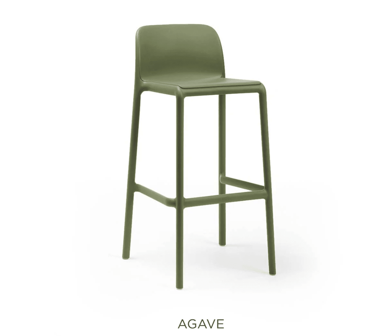 Load image into Gallery viewer, Faro Bar Stool by Nardi - Custom Wood DesignsNardi Faro high stackable bar stool with agave-colored seat and black metal legs, suitable for outdoor patio use.Nardi High Stool Stackable24575204610103Agave