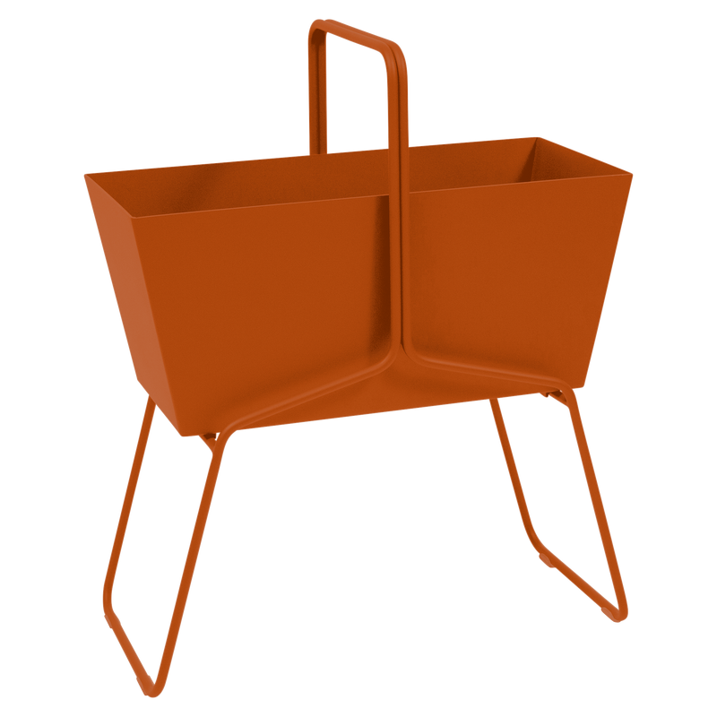 Load image into Gallery viewer, Fermob Basket High Planter in Candied Orange – raised garden planter in powder-coated steel