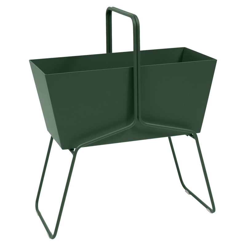 Load image into Gallery viewer, Fermob Basket High Planter in Cedar Green – raised garden planter in powder-coated steel