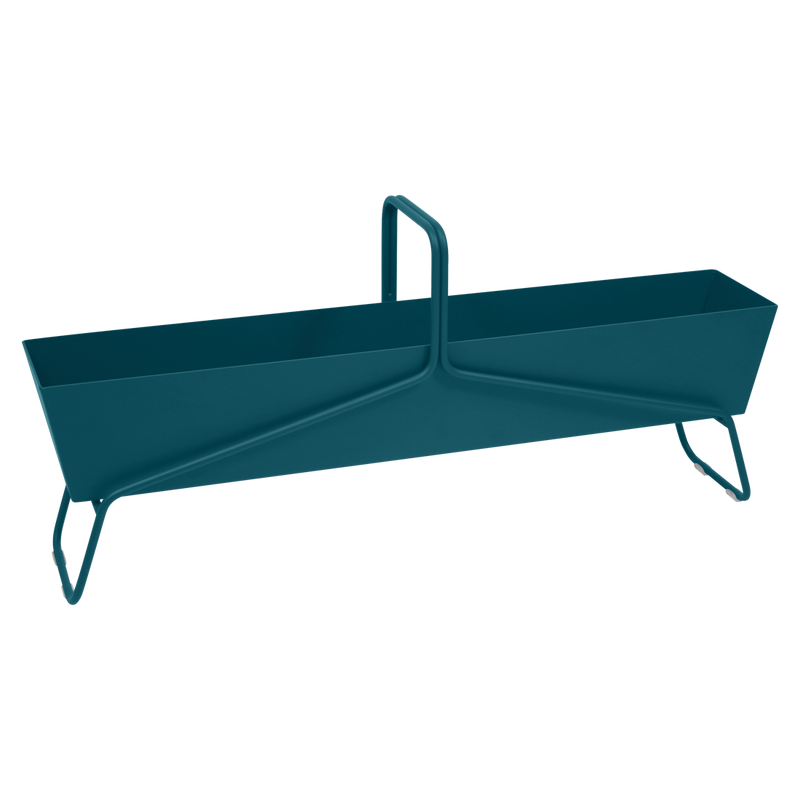 Load image into Gallery viewer, Fermob Basket Long Planter in Acapulco Blue – long garden planter in powder-coated steel