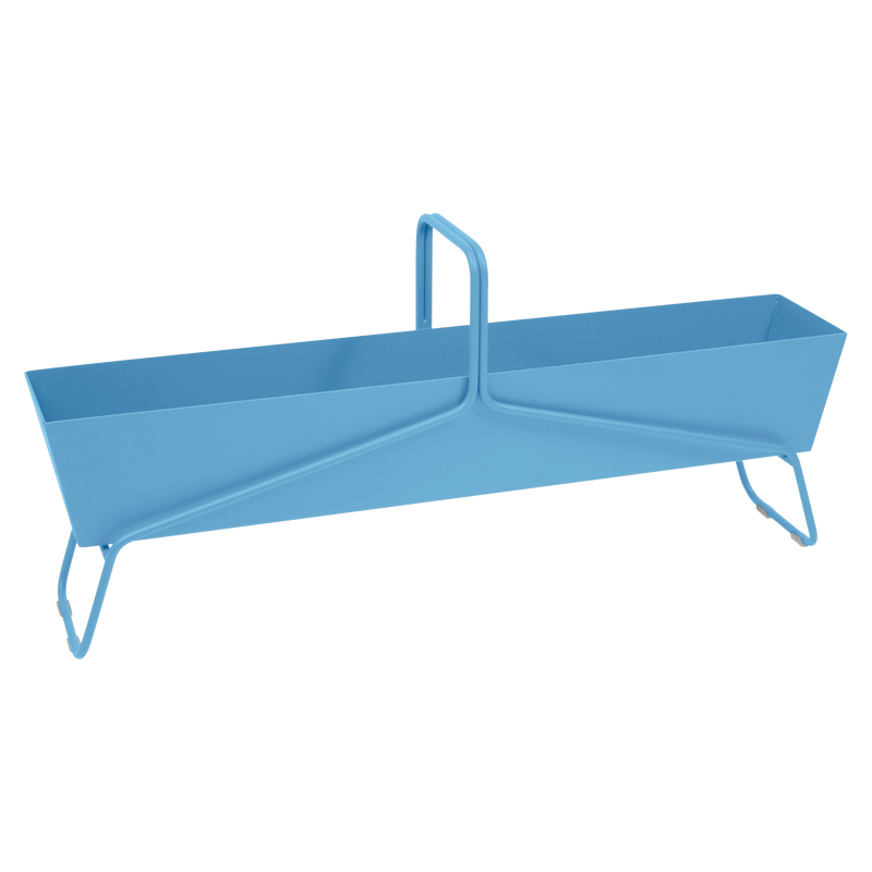 Load image into Gallery viewer, Fermob Basket Long Planter in Maya Blue – long garden planter in powder-coated steel