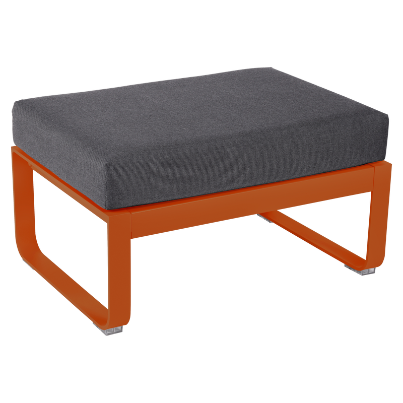 Load image into Gallery viewer, Fermob Bellevie 1-seater ottoman– Candied Orange frame with Graphite Grey fabric cushions