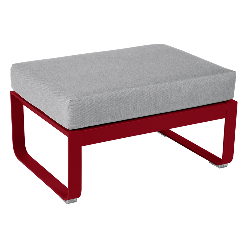 Load image into Gallery viewer, Fermob Bellevie 1-seater ottoman– Chilli frame with Flannel Grey fabric cushions