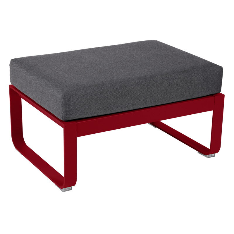 Load image into Gallery viewer, Fermob Bellevie 1-seater ottoman– Chilli frame with Graphite Grey fabric cushions
