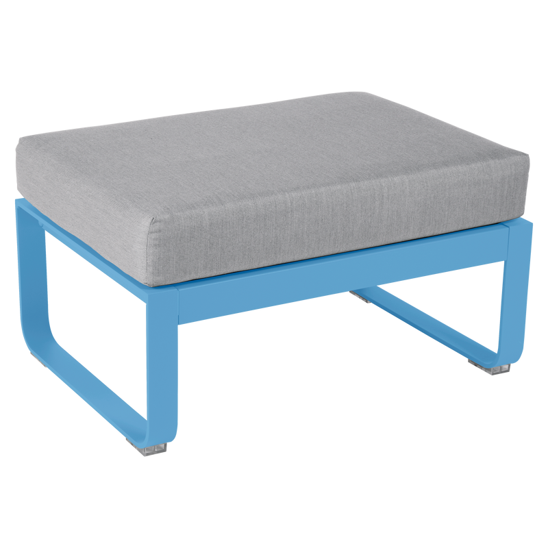 Load image into Gallery viewer, Fermob Bellevie 1-seater ottoman– Maya Blue frame with Flannel Grey fabric cushions