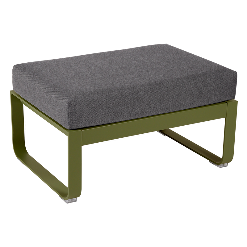 Load image into Gallery viewer, Fermob Bellevie 1-seater ottoman– Pesto Green frame with Graphite Grey fabric cushions