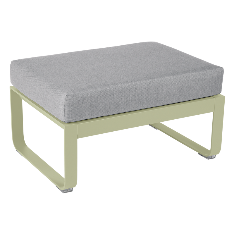 Load image into Gallery viewer, Fermob Bellevie 1-seater ottoman– Willow Green frame with Flannel Grey fabric cushions
