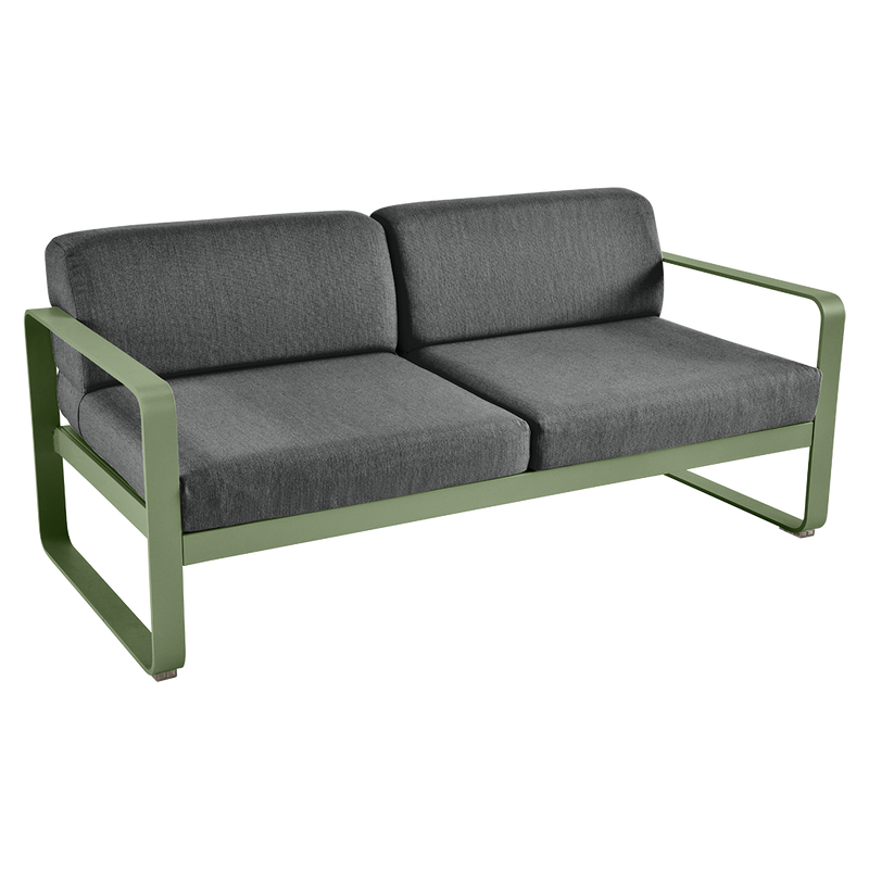 Load image into Gallery viewer, Fermob Bellevie 2-seater outdoor sofa– Cactus frame with Graphite Grey fabric cushions