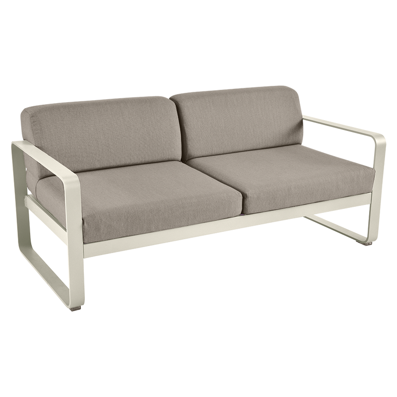 Load image into Gallery viewer, Fermob Bellevie 2-seater outdoor sofa– Clay Grey frame with Grey Taupe fabric cushions