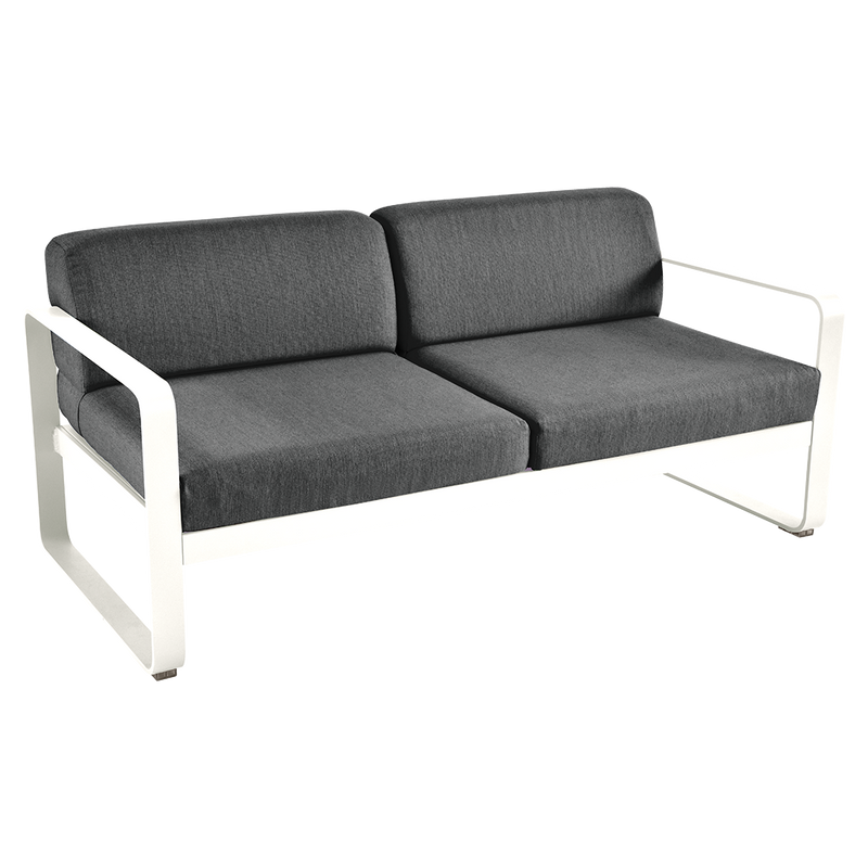 Load image into Gallery viewer, Fermob Bellevie 2-seater outdoor sofa– Cotton White frame with Graphite Grey fabric cushions