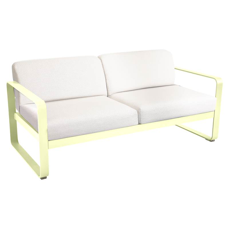 Load image into Gallery viewer, Fermob Bellevie 2-seater outdoor sofa– Frosted Lemon frame with Pearl fabric cushions
