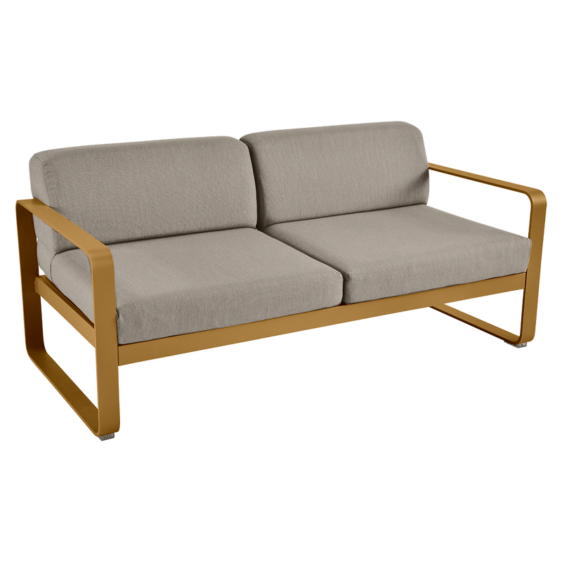 Load image into Gallery viewer, Fermob Bellevie 2-seater outdoor sofa– Gingerbread frame with Grey Taupe fabric cushions