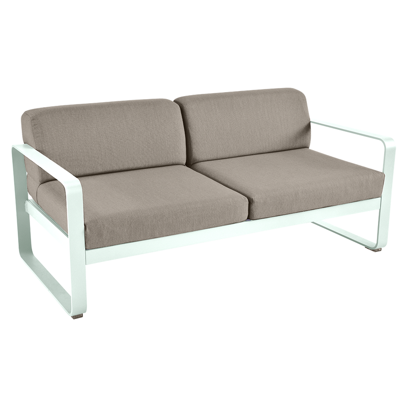 Load image into Gallery viewer, Fermob Bellevie 2-seater outdoor sofa– Ice Mint frame with Grey Taupe fabric cushions